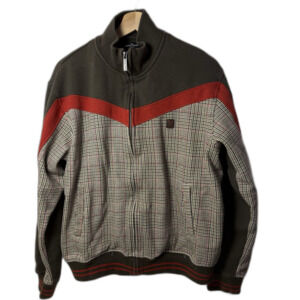 Marc Ecko Sweater Cut & Sew Men's Lg Plaid Zip Classic Tennis Preppy Y2K Track